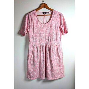 Lands End Dress Women Size Large Petite Shift T Shirt Cottagecore Floral Prairie
